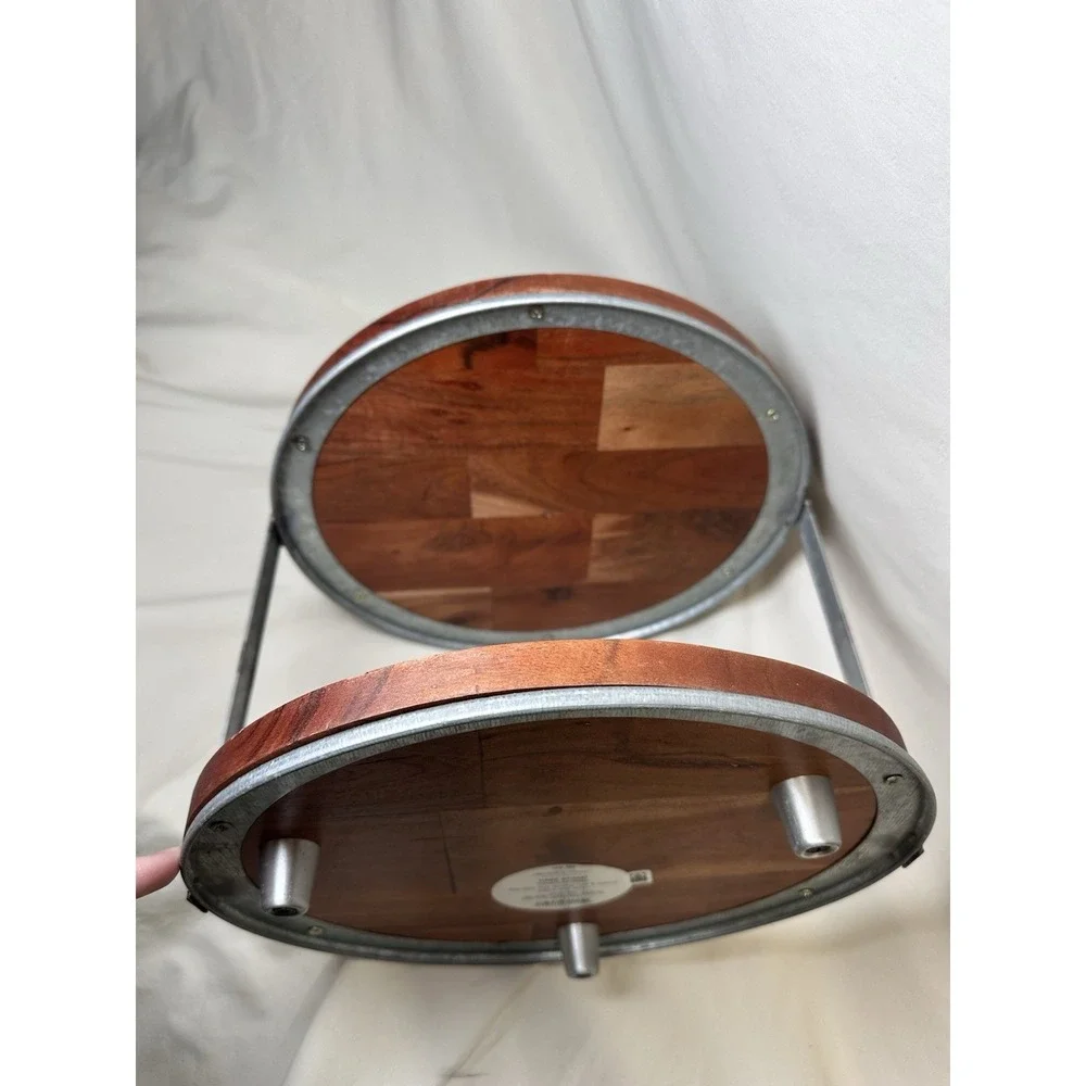 Hearth & Hand Magnolia Wood Metal 2 Tier Cake Stand Serving Tray Rustic